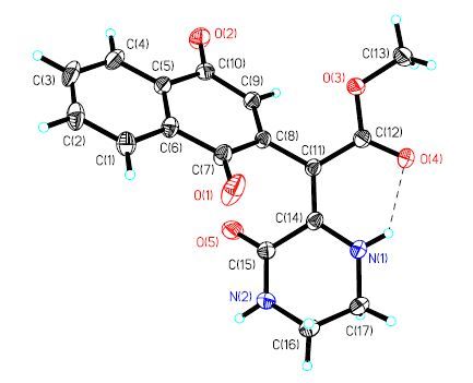 从单晶结构图中可以看出,由于化合物分子内氢键的存在,导致化合物 3i