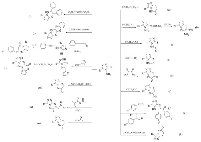 图式 3.           三唑并噻二嗪环的合成