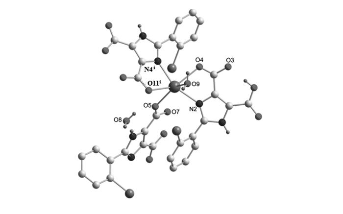 配合物 的镉离子配位环境图 figure1.